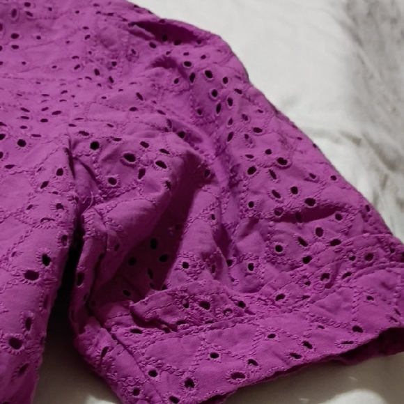 Draper James Vibrant Purple Eyelet Blouse - Picture 4 of 5